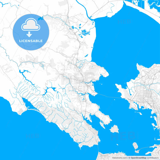 Rich detailed vector map of San Rafael, California, USA