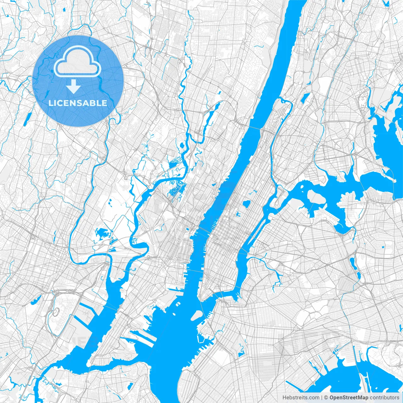 Rich detailed vector map of West New York, New Jersey, United States of America