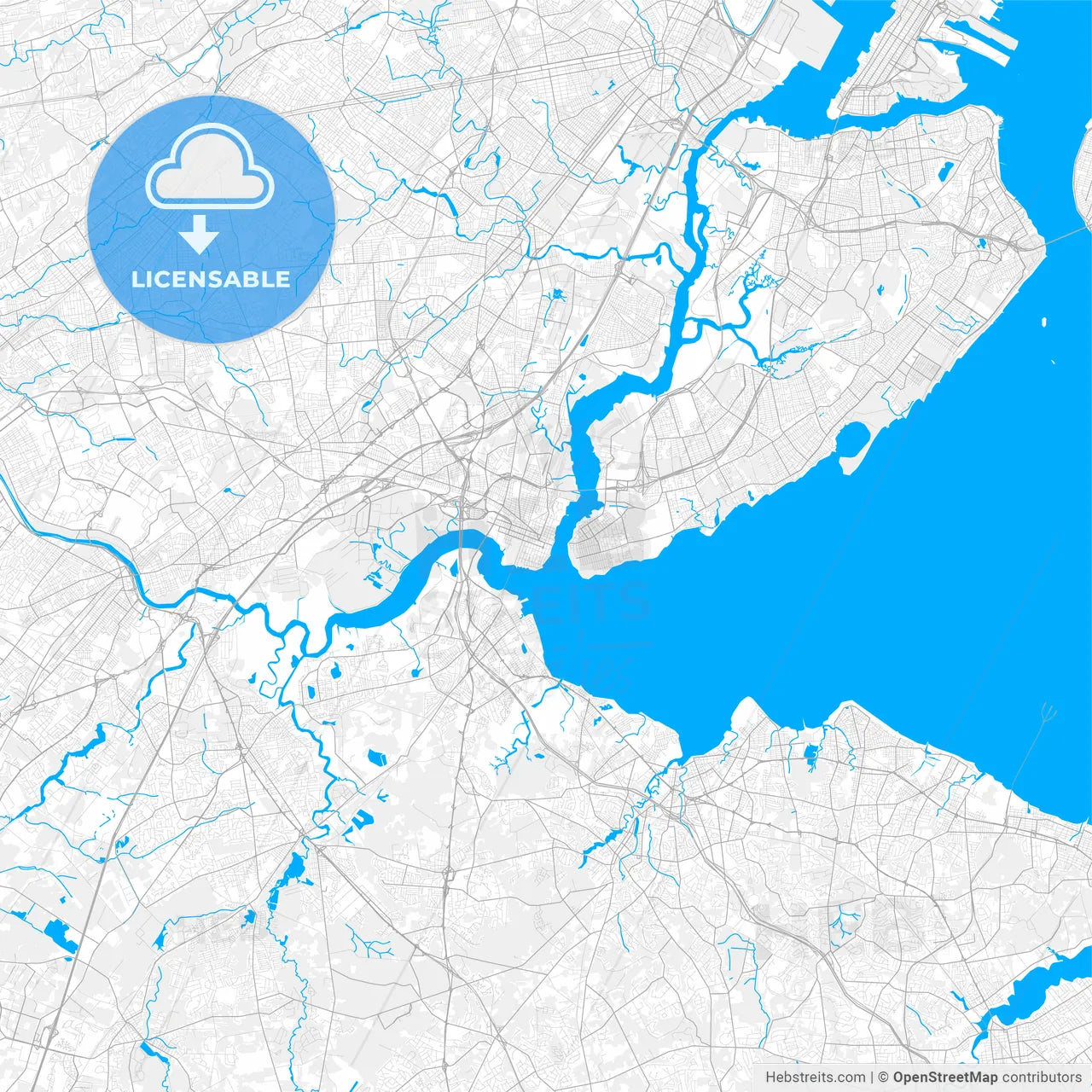 Rich detailed vector map of Perth Amboy, New Jersey, United States of America