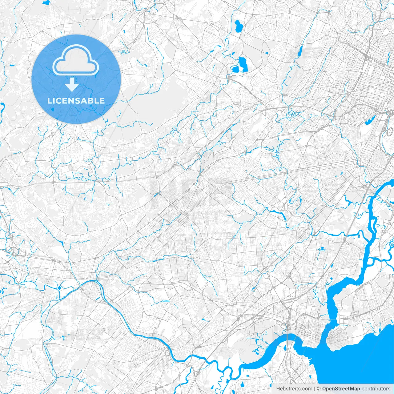 Rich detailed vector map of Plainfield, New Jersey, United States of America