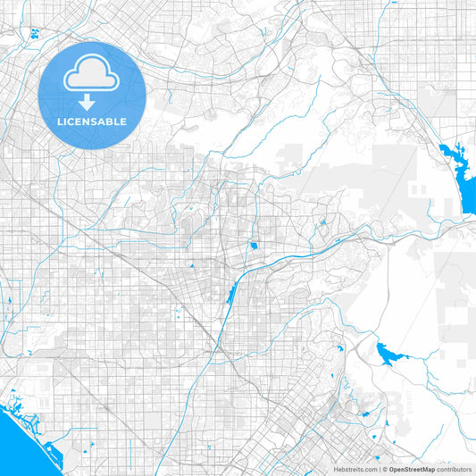 Rich detailed vector map of Placentia, California, United States of America