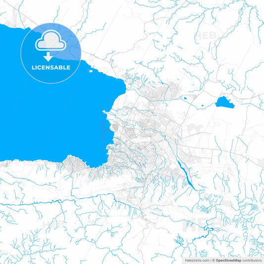 Rich detailed vector map of Port-au-Prince, Ouest, Haiti