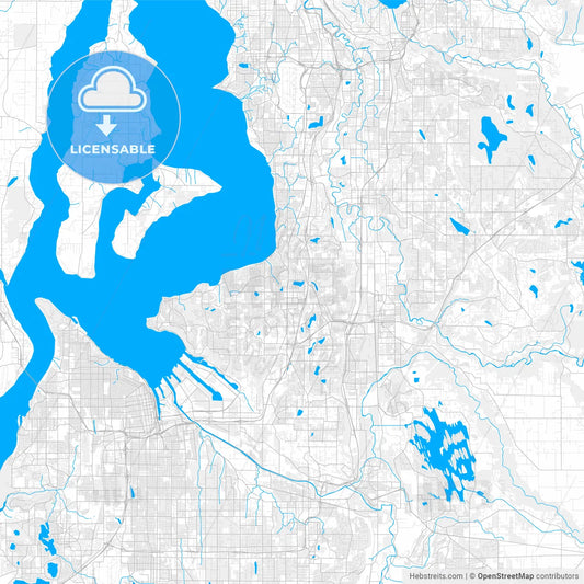 Rich detailed vector map of Federal Way, Washington, USA
