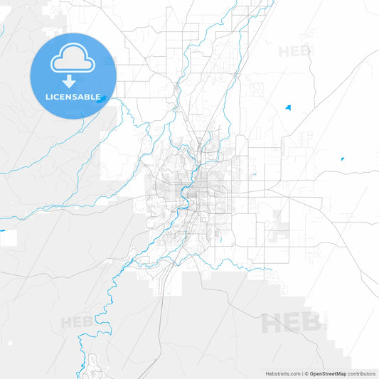 Rich detailed vector map of Bend, Oregon, USA