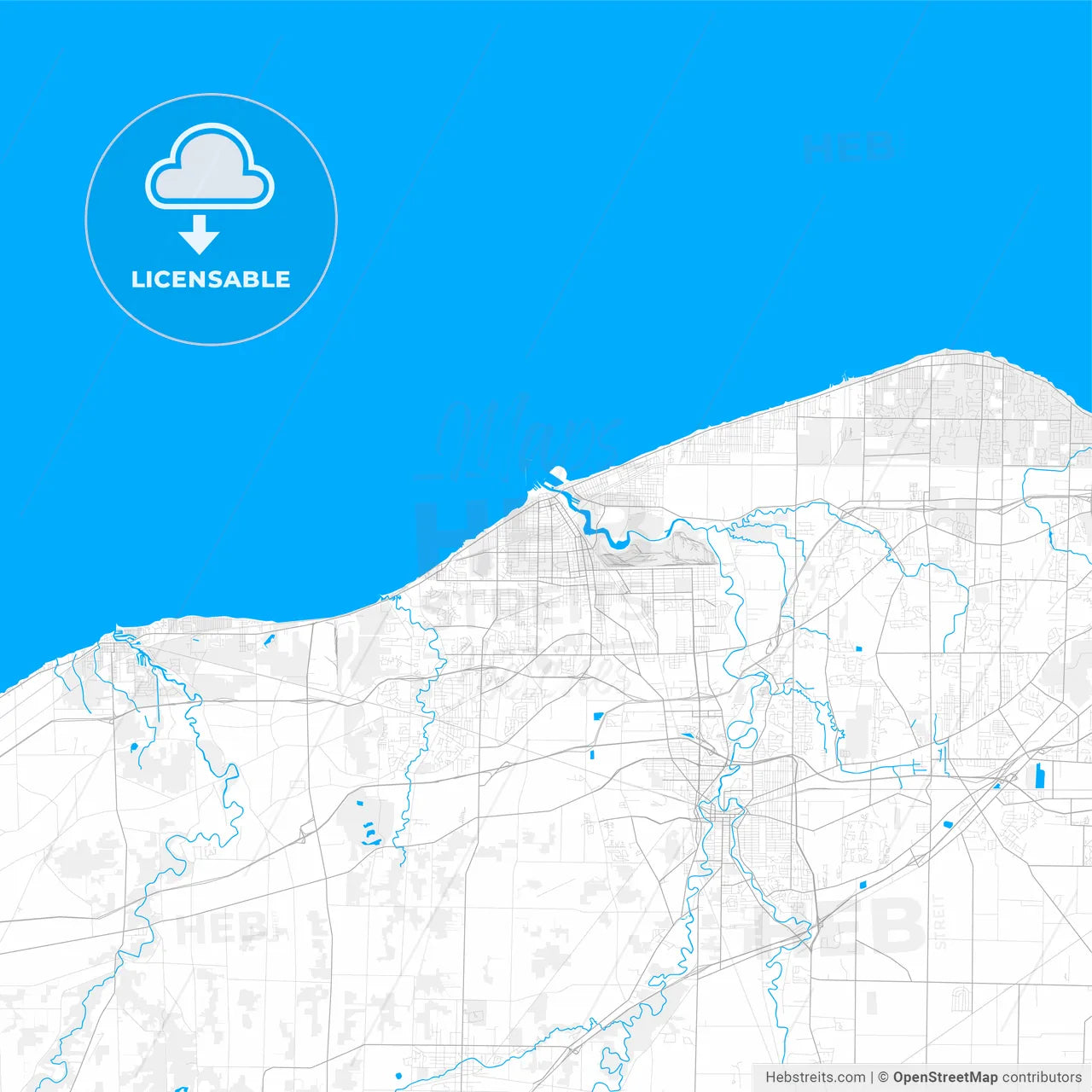Rich detailed vector map of Lorain, Ohio, USA