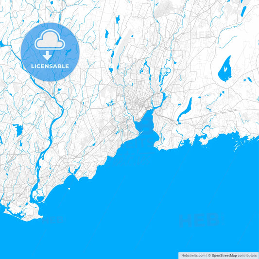 Rich detailed vector map of West Haven, Connecticut, USA
