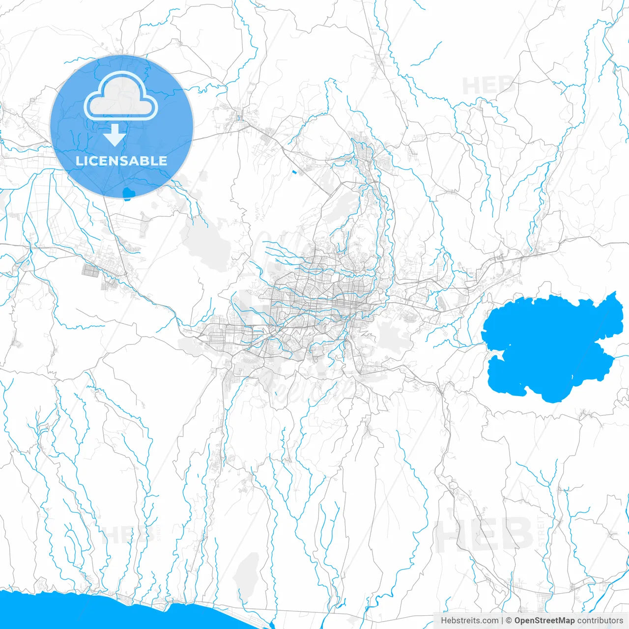 Rich detailed vector map of San Salvador, San Salvador, El Salvador