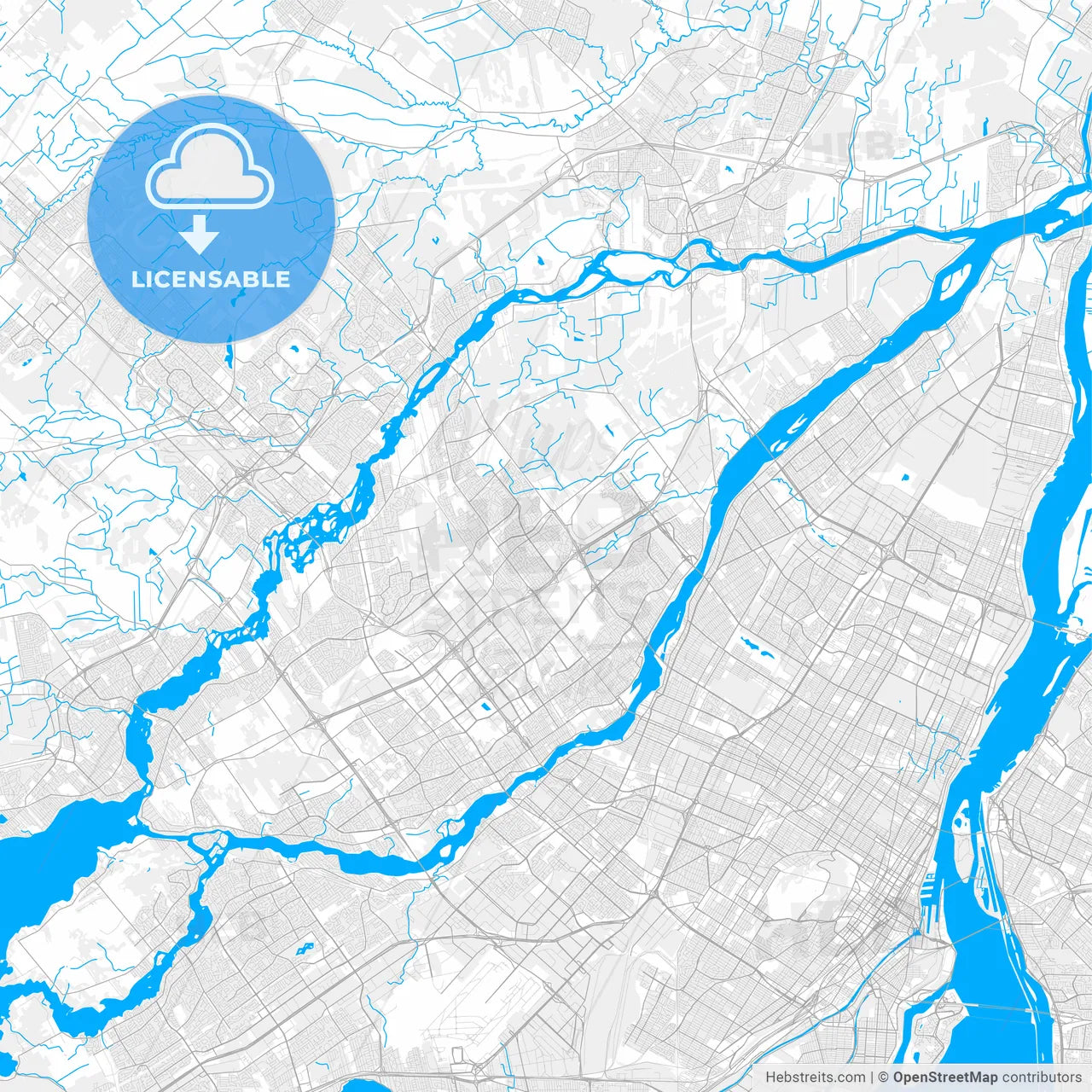 Rich detailed vector map of Laval, Quebec, Canada