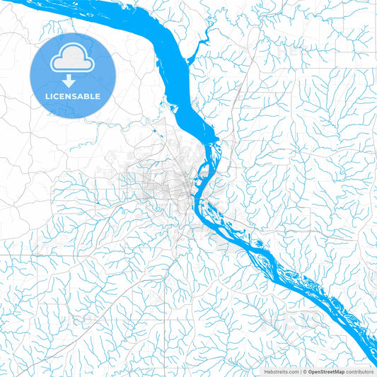 Rich detailed vector map of Dubuque, Iowa, USA
