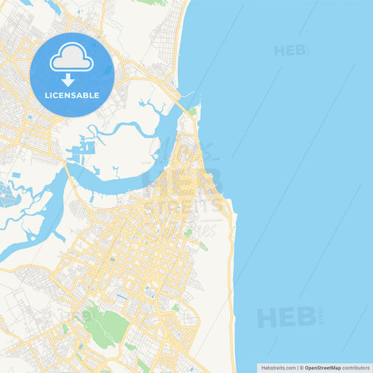 Printable street map of Natal, Brazil
