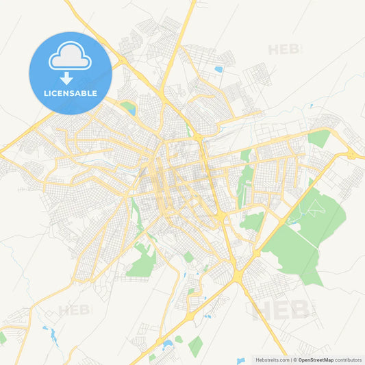Printable street map of Bauru, Brazil