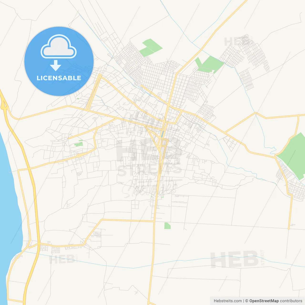 Printable street map of Chincha Alta, Peru