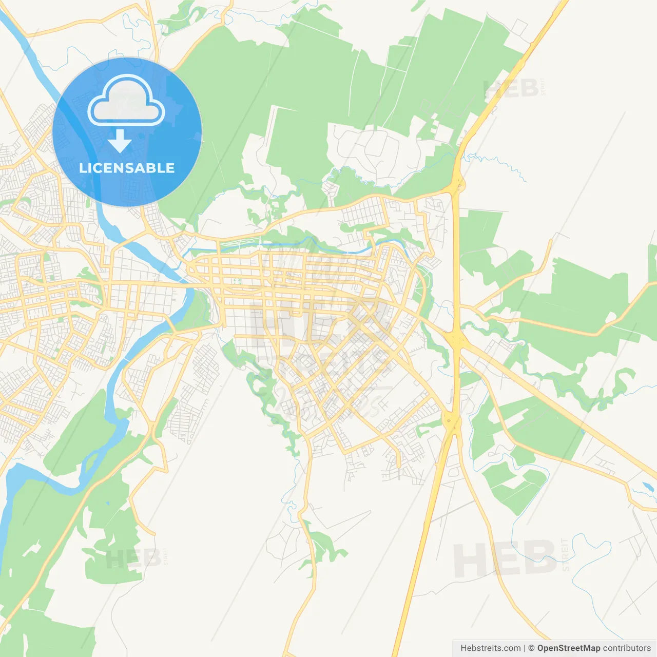 Printable street map of Osorno, Chile