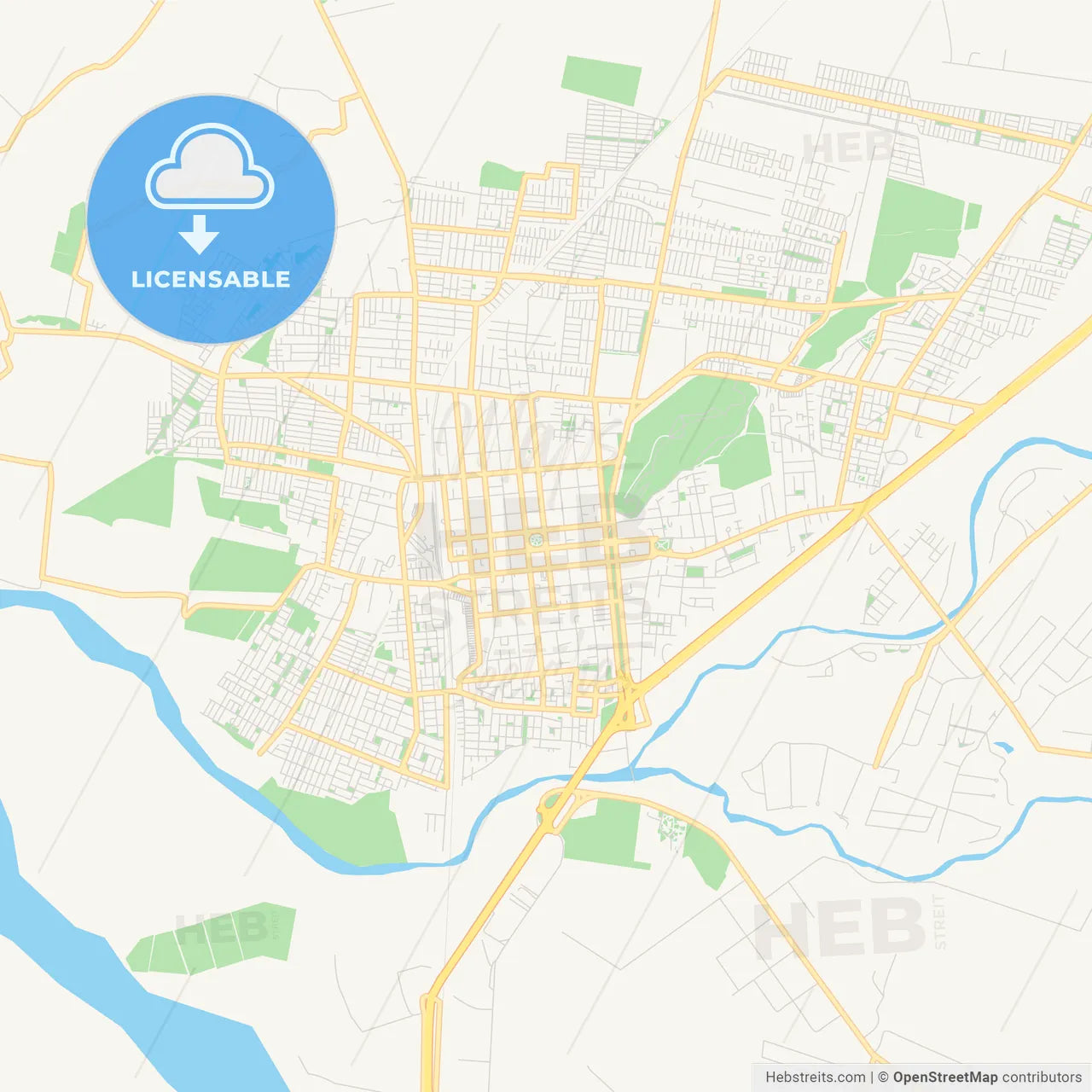 Printable street map of Curico, Chile