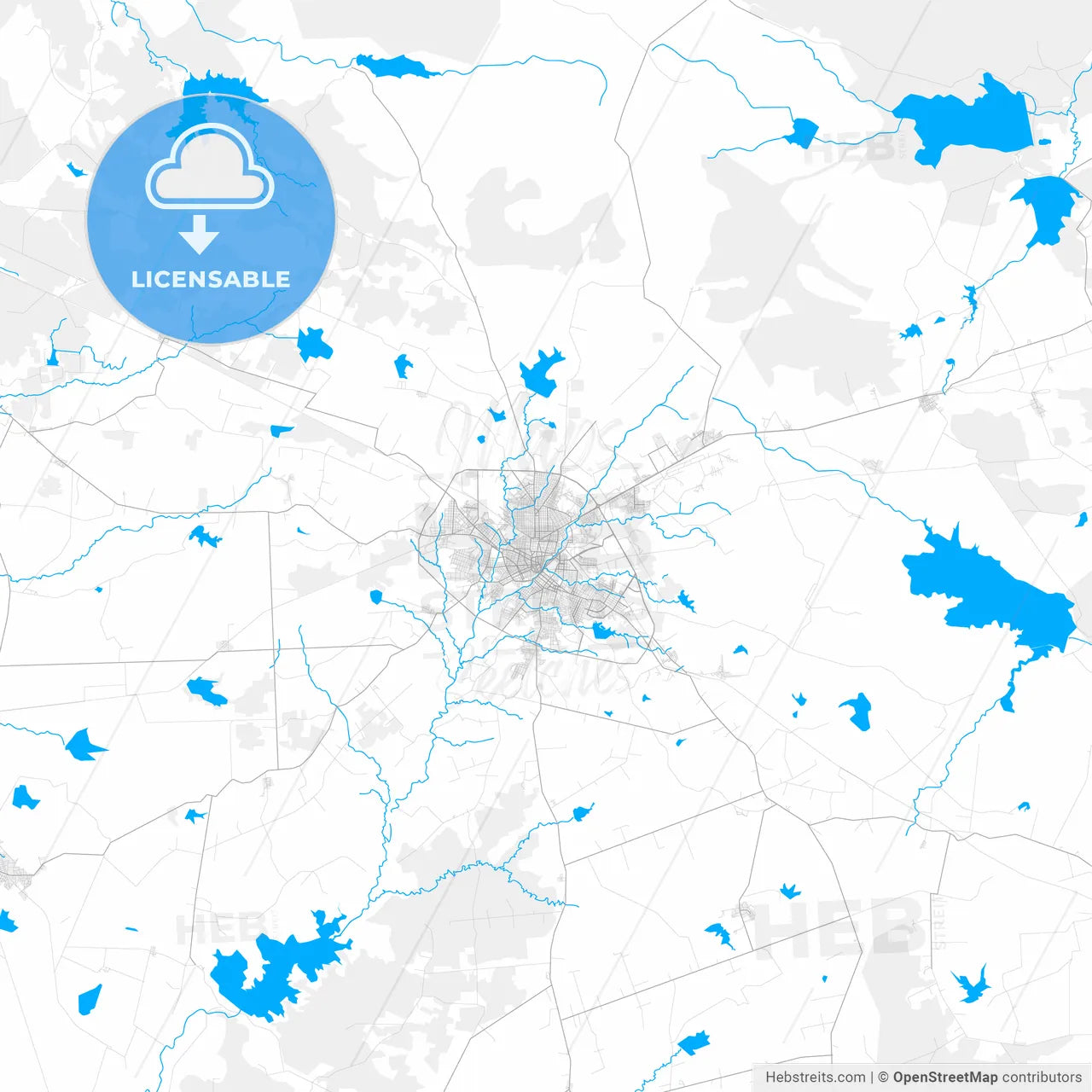 Rich detailed vector map of Camagüey, Camagüey, Cuba