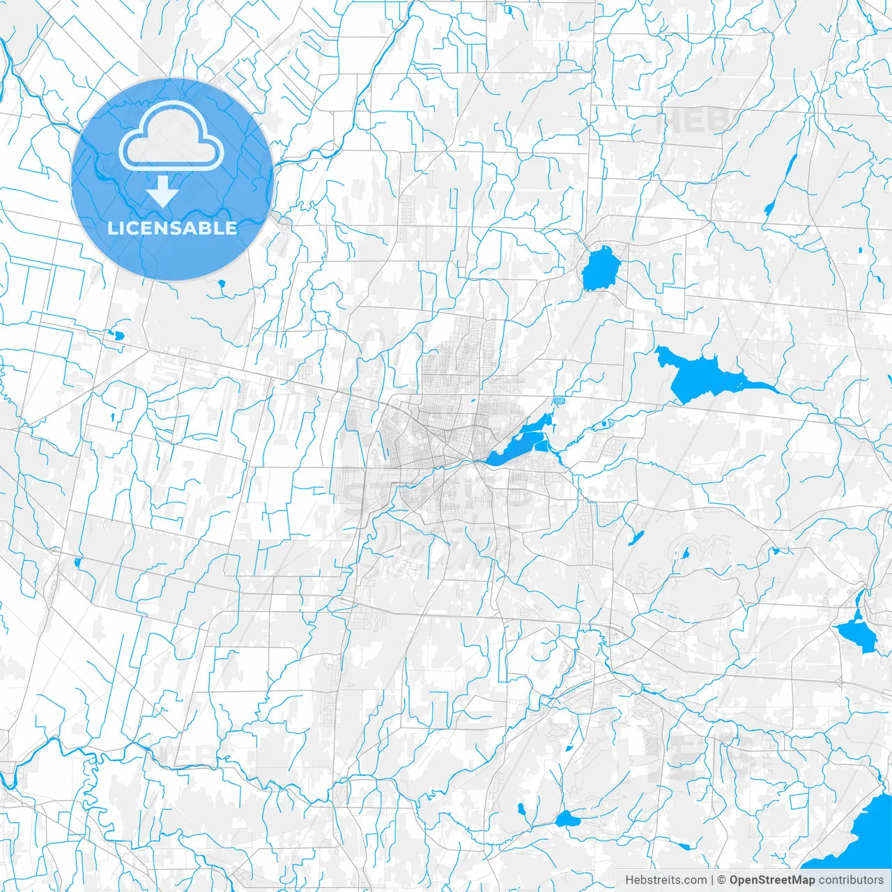Rich detailed vector map of Granby, Quebec, Canada