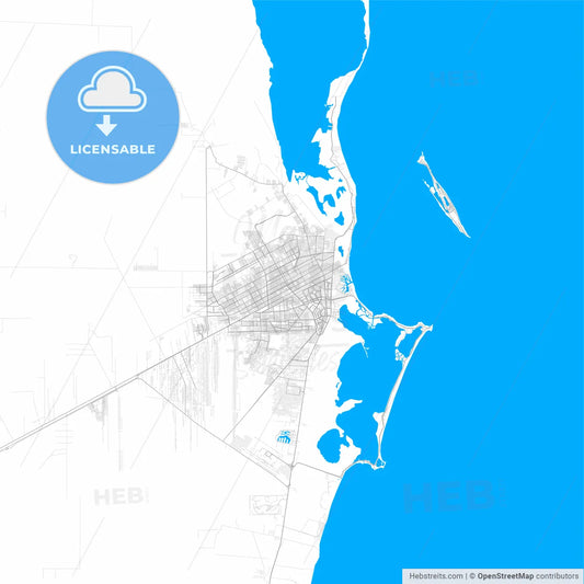 Rich detailed vector map of Cancún, Quintana Roo, Mexico