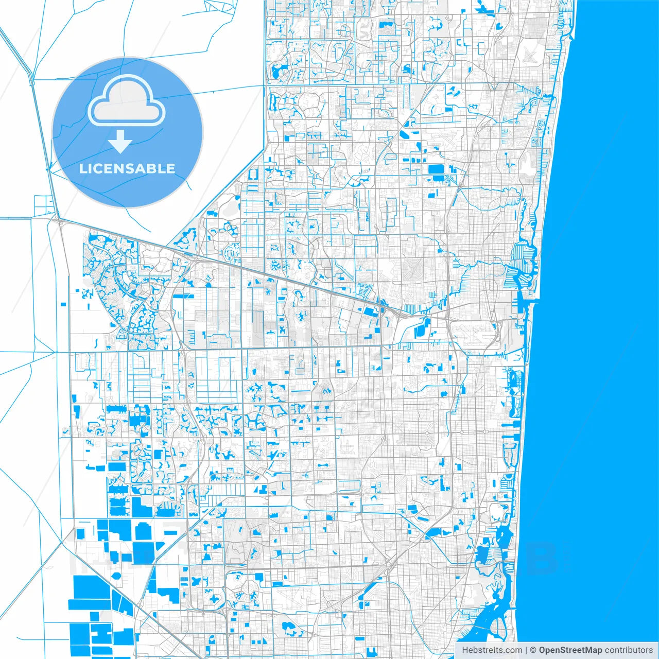 Rich detailed vector map of Davie, Florida, USA