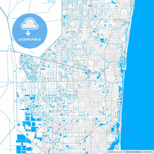 Rich detailed vector map of Davie, Florida, USA