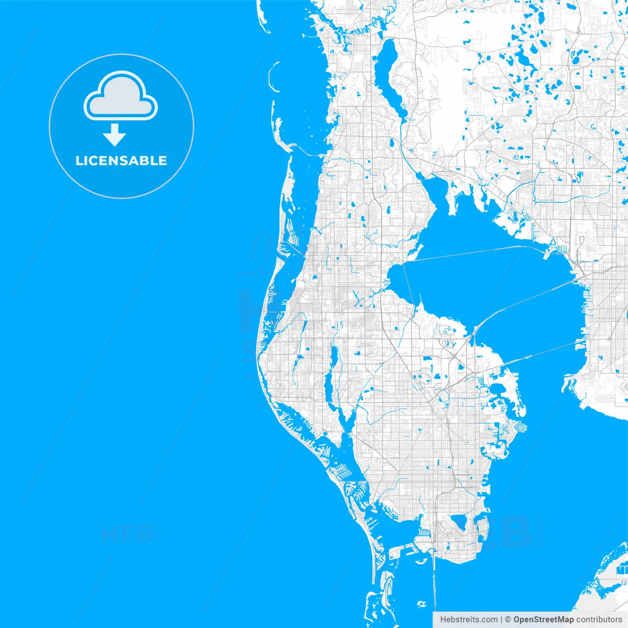 Rich detailed vector map of Largo, Florida, USA