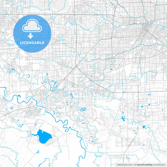 Rich detailed vector map of Missouri City, Texas, USA