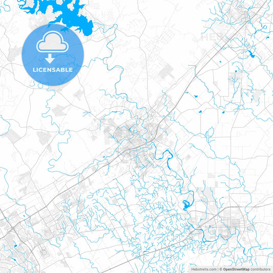 Rich detailed vector map of New Braunfels, Texas, USA
