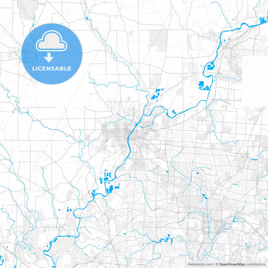 Rich detailed vector map of Hamilton, Ohio, USA
