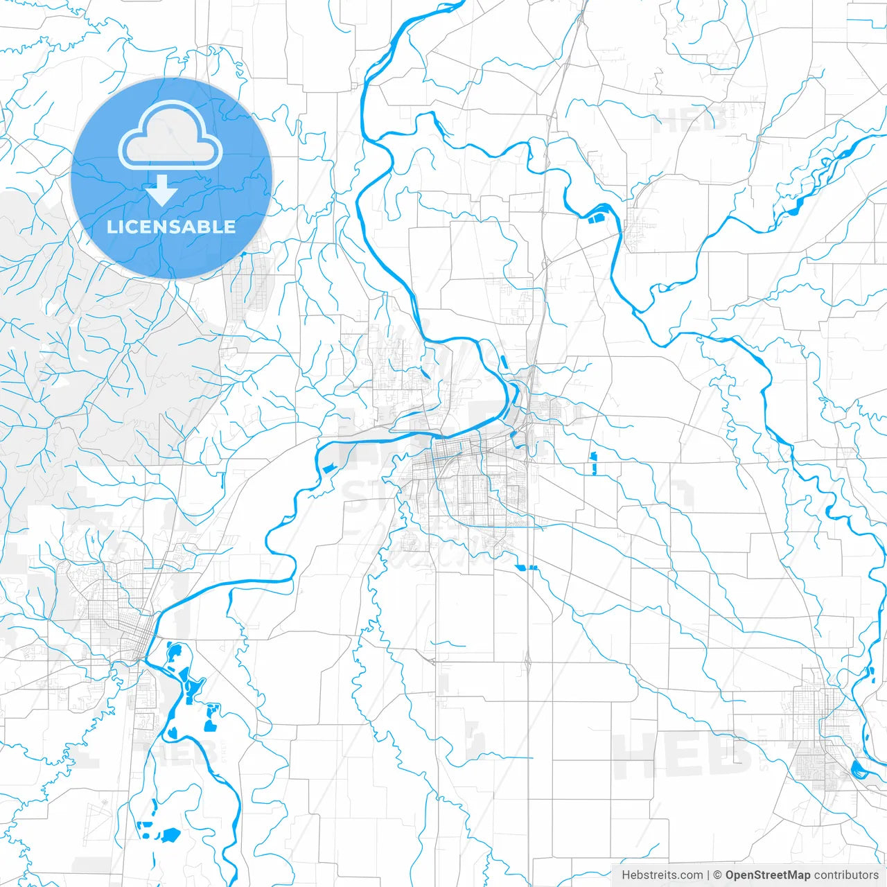 Rich detailed vector map of Albany, Oregon, United States of America