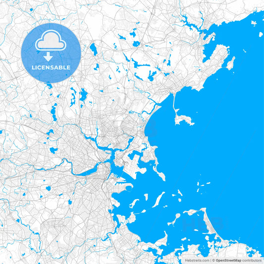 Rich detailed vector map of Revere, Massachusetts, United States of America