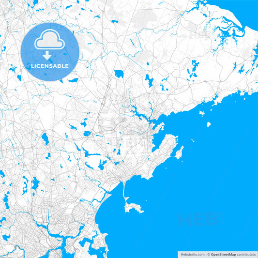 Rich detailed vector map of Peabody, Massachusetts, United States of America