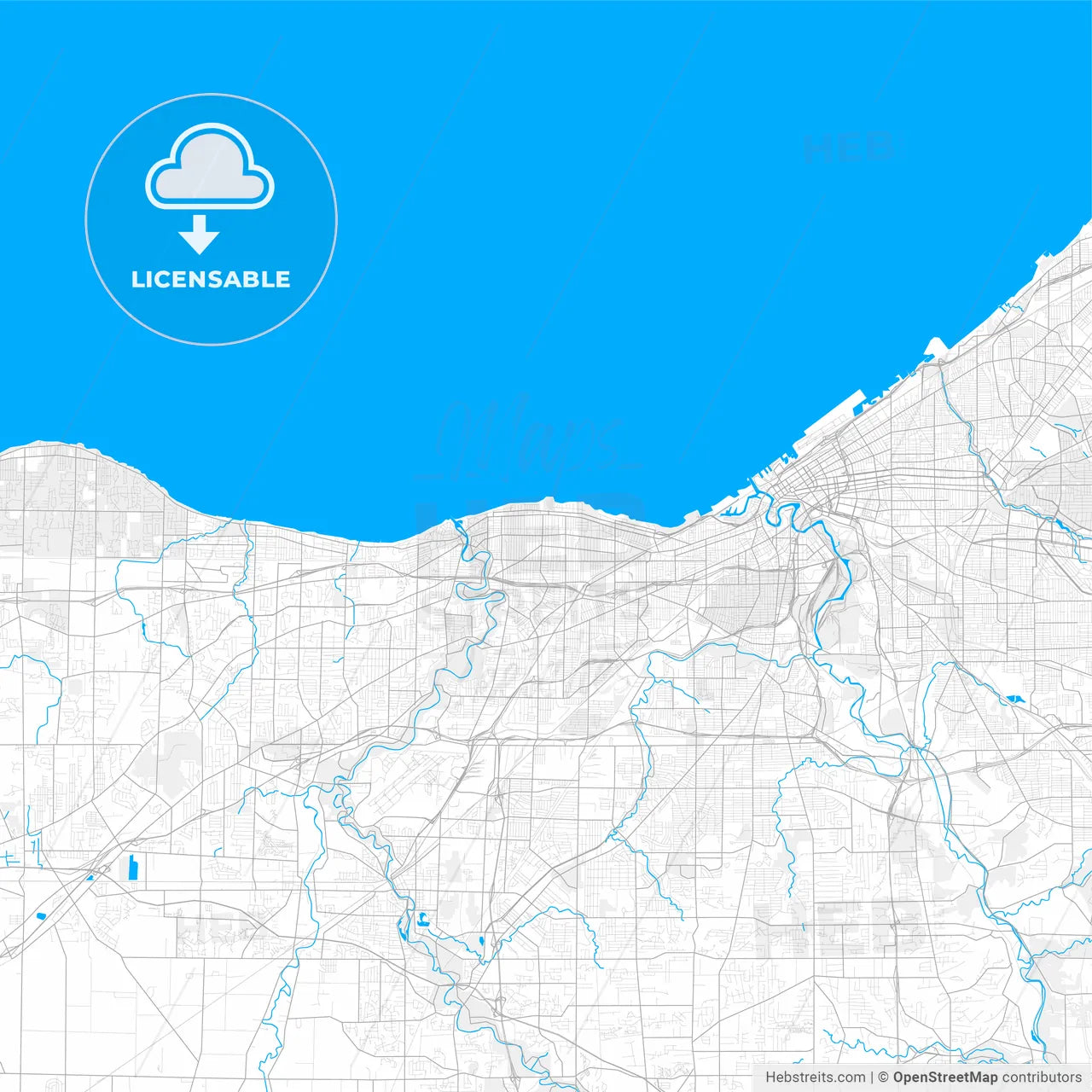 Rich detailed vector map of Lakewood, Ohio, United States of America