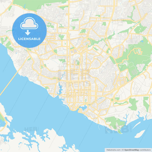 Printable street map of Manaus, Brazil