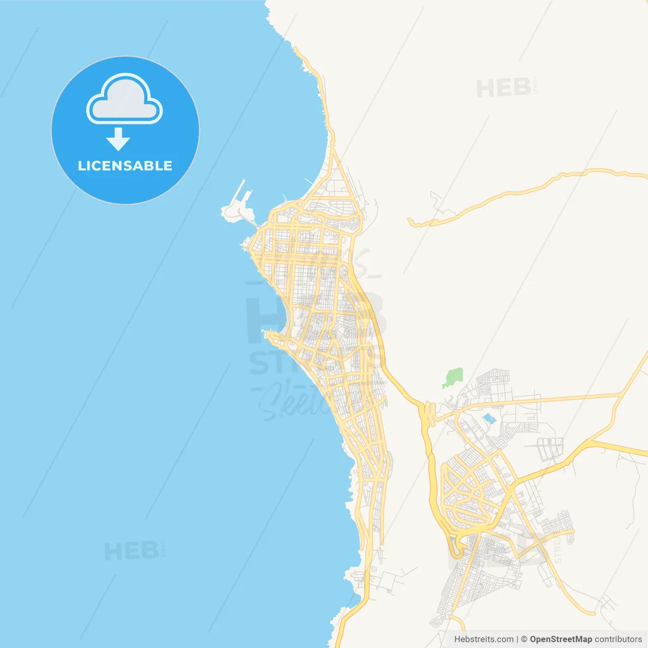 Printable street map of Iquique, Chile