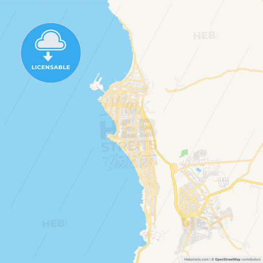 Printable street map of Iquique, Chile
