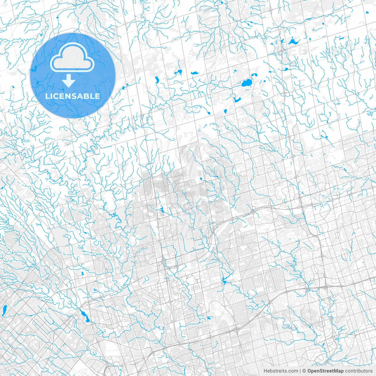 Rich detailed vector map of Vaughan, Ontario, Canada