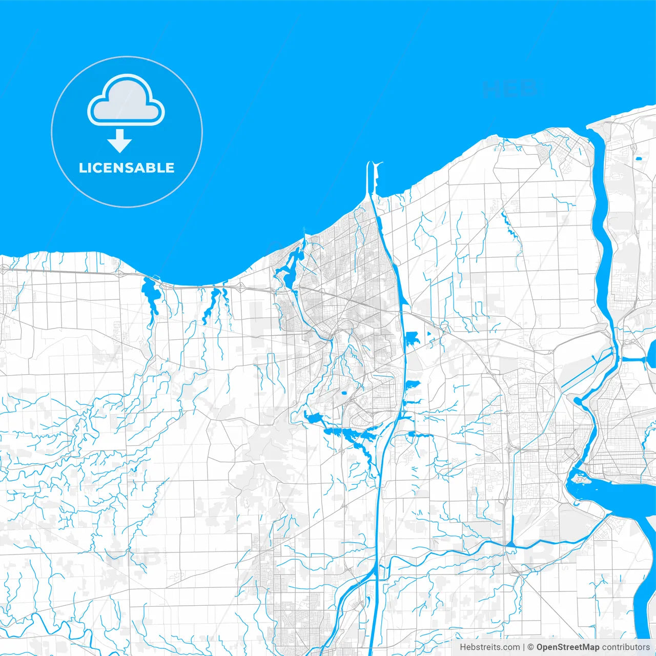 Rich detailed vector map of St. Catharines, Ontario, Canada