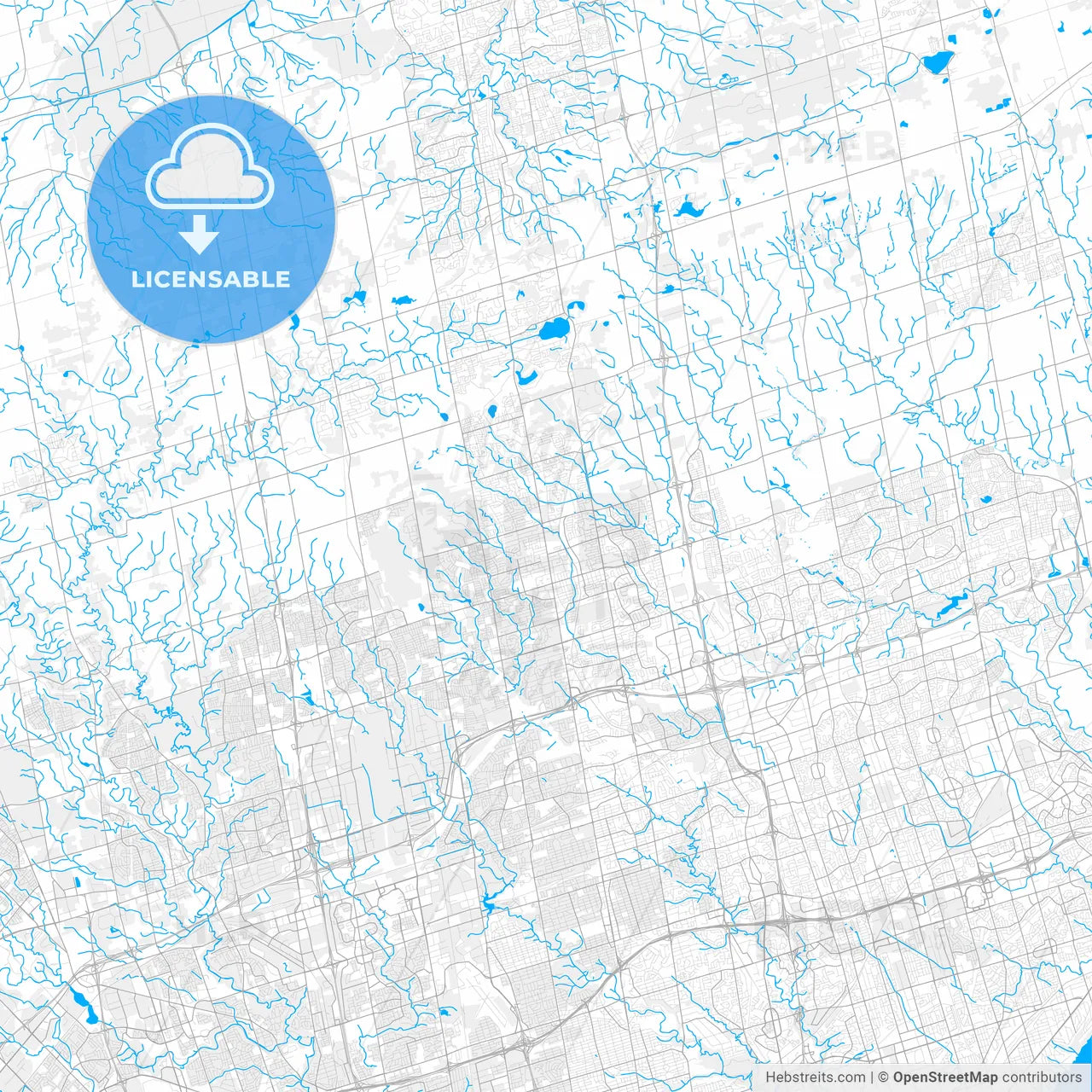 Rich detailed vector map of Richmond Hill, Ontario, Canada