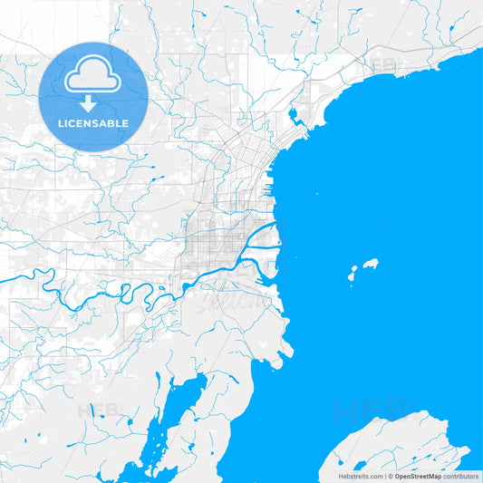 Rich detailed vector map of Thunder Bay, Ontario, Canada