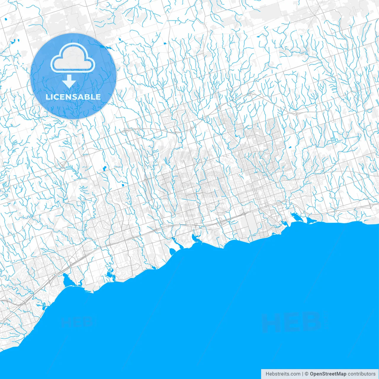 Rich detailed vector map of Whitby, Ontario, Canada