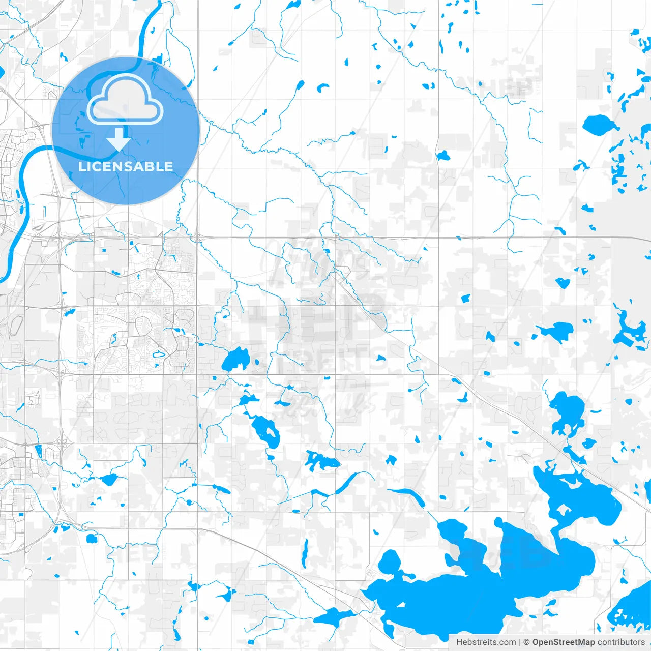 Rich detailed vector map of Strathcona County, Alberta, Canada