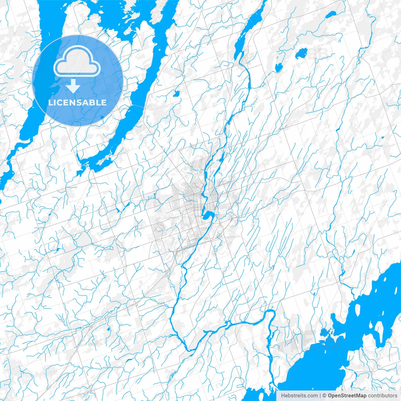 Rich detailed vector map of Peterborough, Ontario, Canada