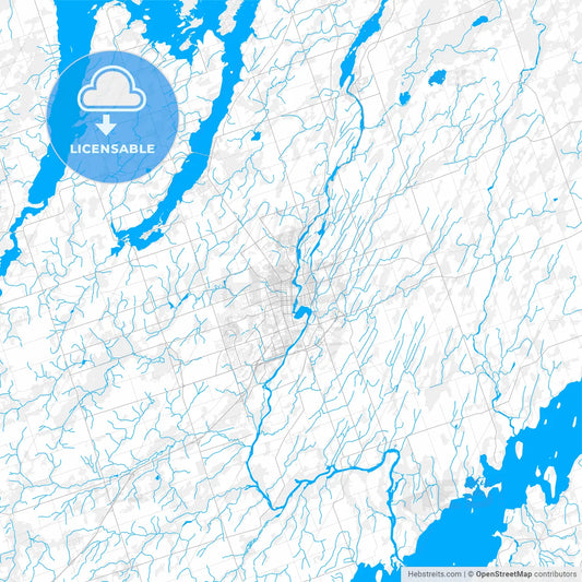 Rich detailed vector map of Peterborough, Ontario, Canada