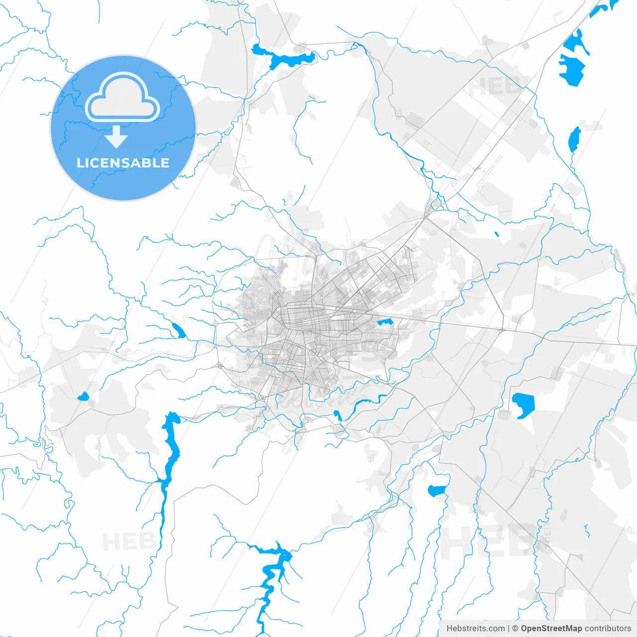 Rich detailed vector map of Durango, Durango, Mexico