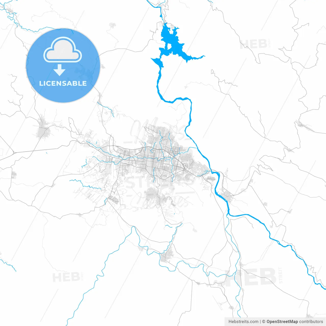 Rich detailed vector map of Tuxtla Gutiérrez, Chiapas, Mexico