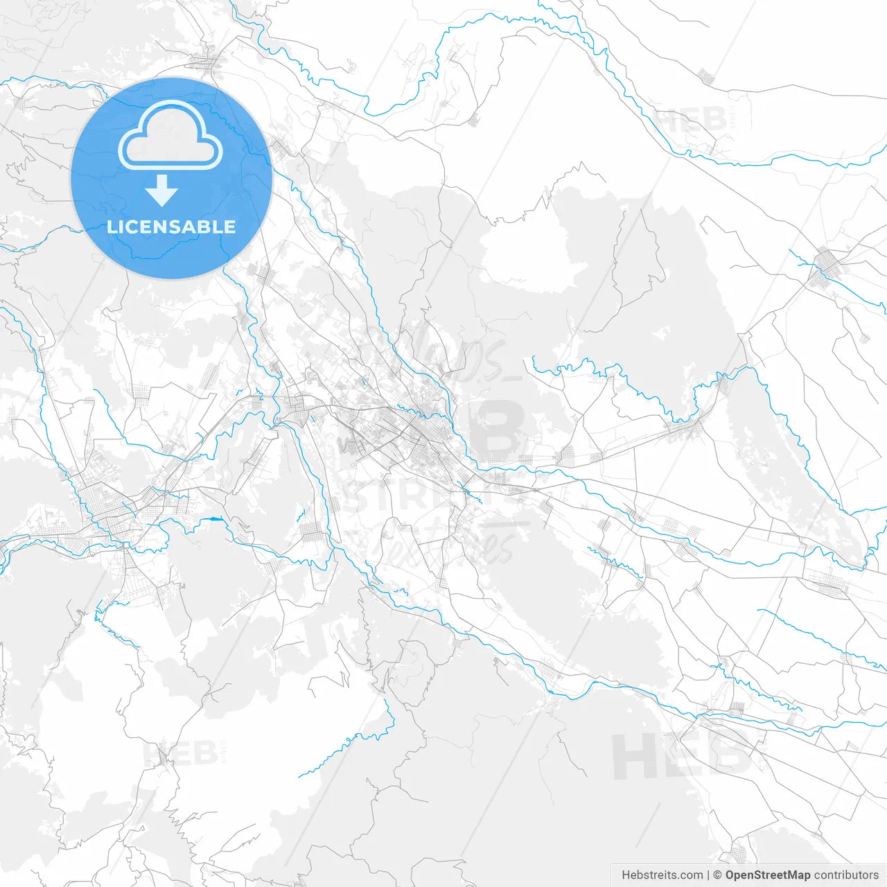 Rich detailed vector map of Córdoba, Veracruz, Mexico