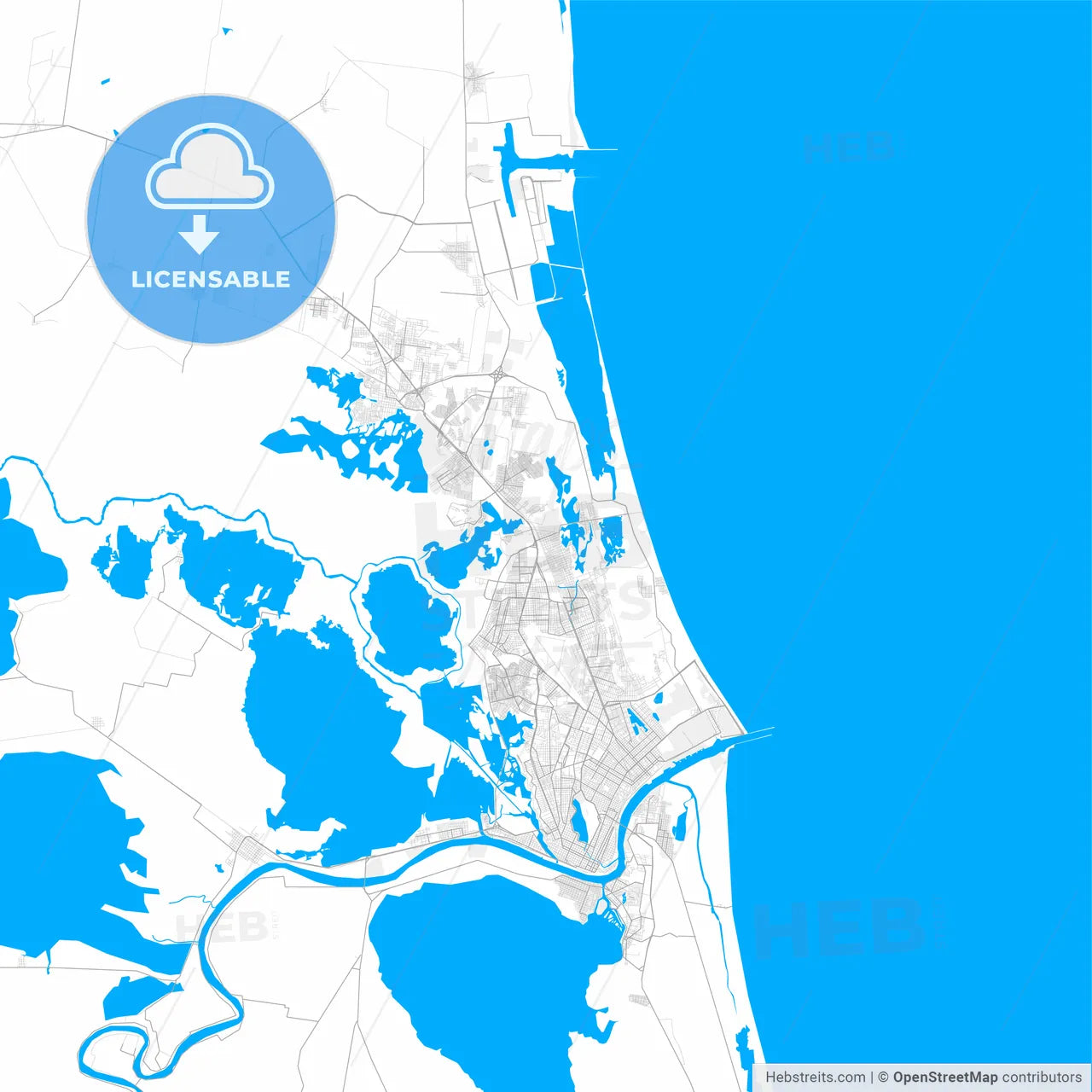 Rich detailed vector map of Miramar, Tamaulipas, Mexico