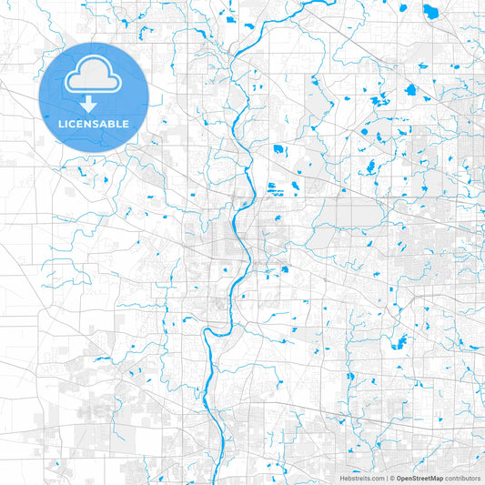 Rich detailed vector map of Elgin, Illinois, USA