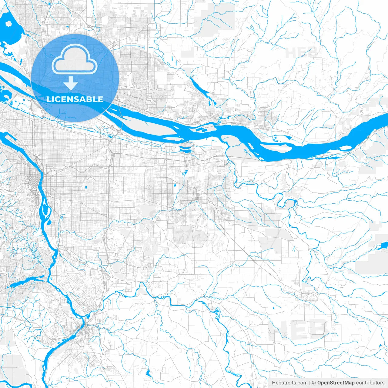 Rich detailed vector map of Gresham, Oregon, USA