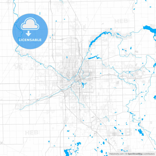 Rich detailed vector map of Flint, Michigan, USA
