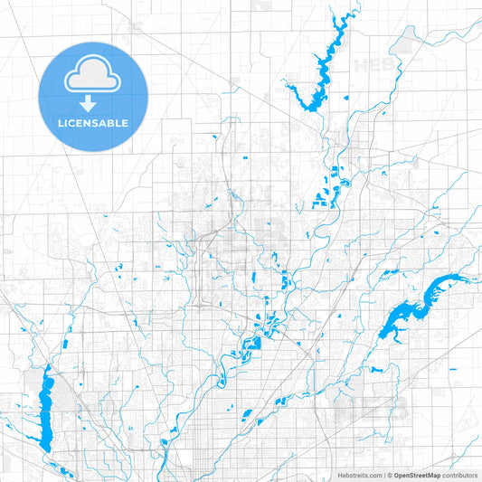 Rich detailed vector map of Carmel, Indiana, USA